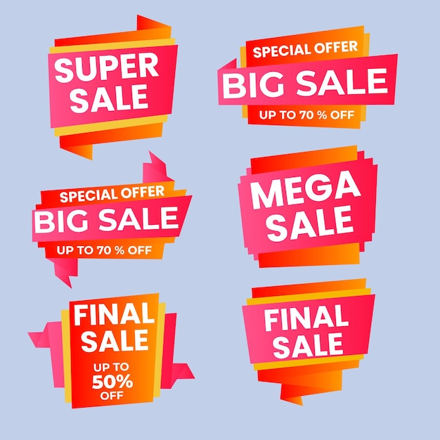 Set di icone di vendita e banner Offerta speciale Grande vendita Sconto Mega vendita e acquisti online Banne