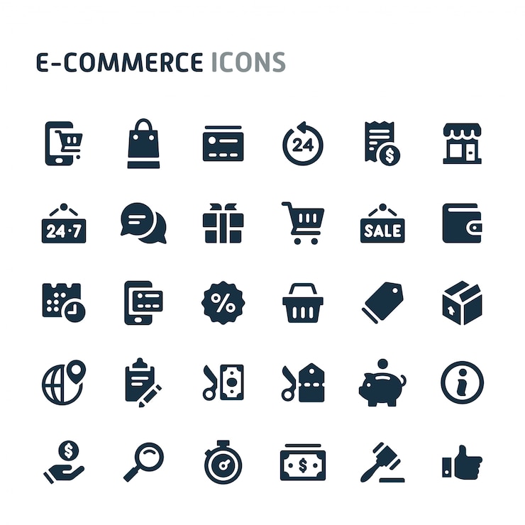 Vettore set di icone e-commerce. fillio black icon series.