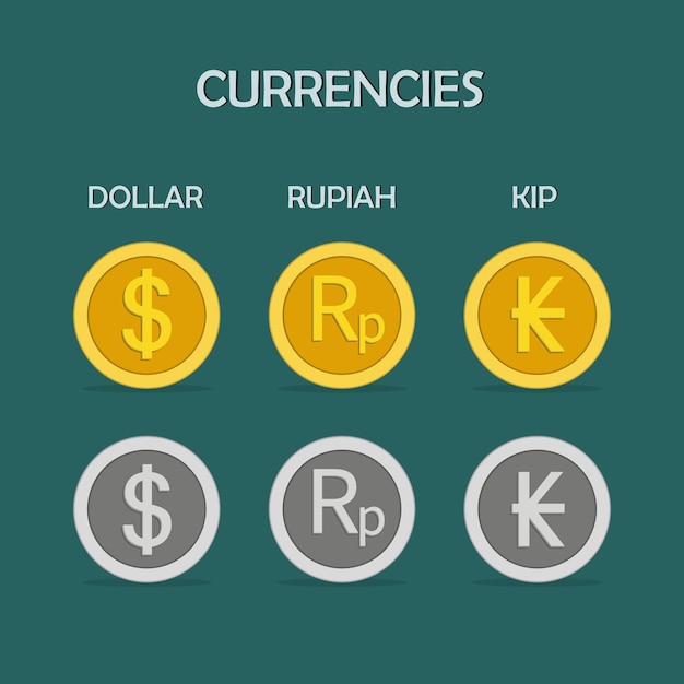 Set di icone e simboli di valuta