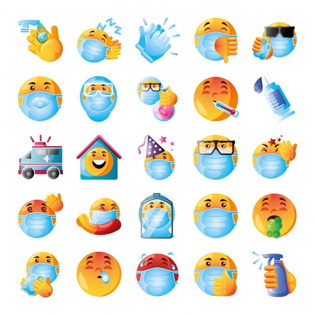 Set di icone emoji del coronavirus