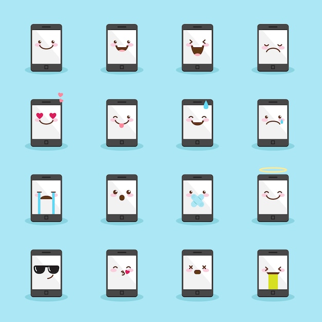 set di icone emoji smartphone