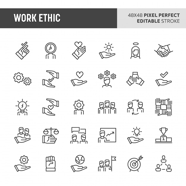 Set di icone etiche del lavoro