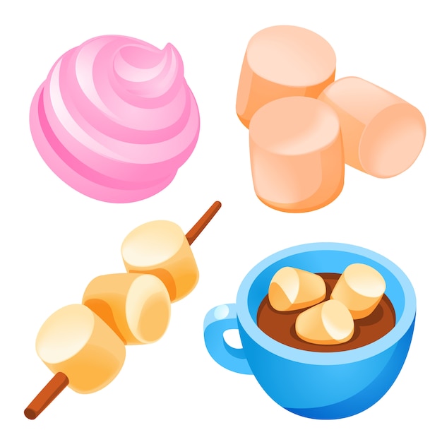 Set di icone Marshmallow, stile cartoon