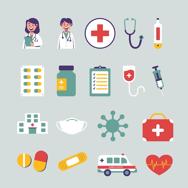 Set di icone mediche Icone sanitarie Illustrazione vettoriale