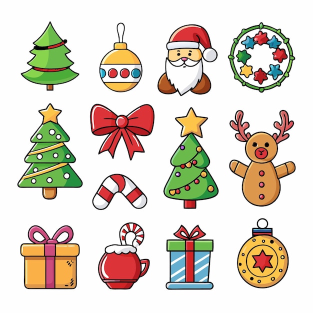 Set di icone natalizie Elementi festivi