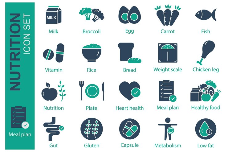 Set di icone nutrizionali