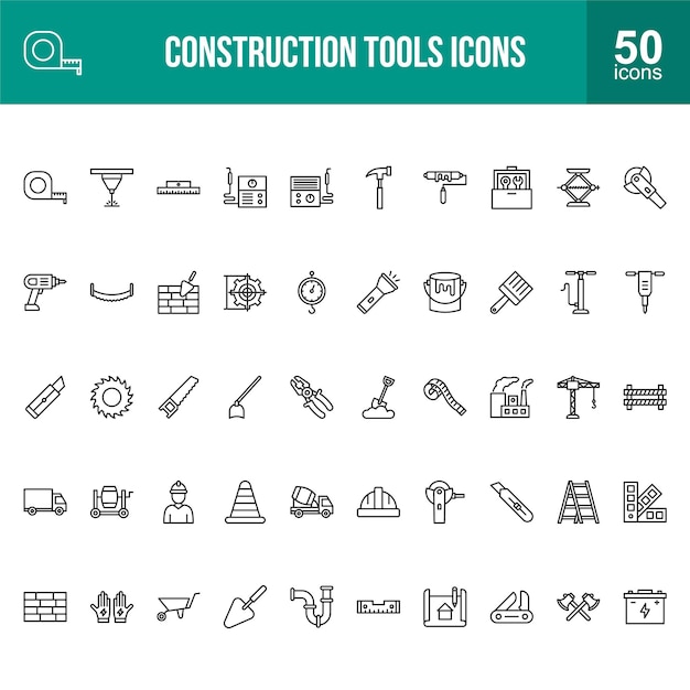 Set di icone per strumenti di costruzione