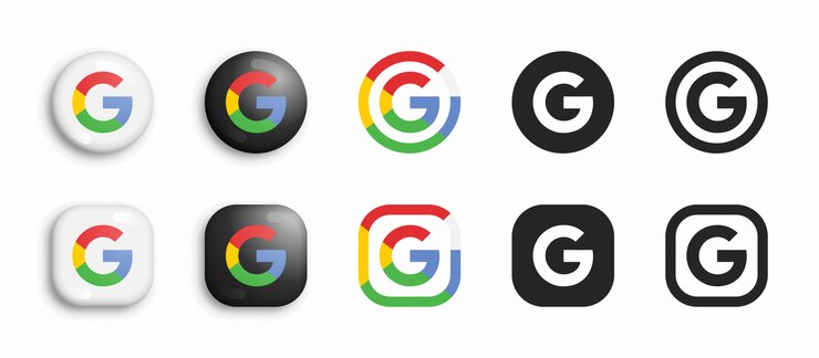 Set di icone piane e 3D moderne di Google
