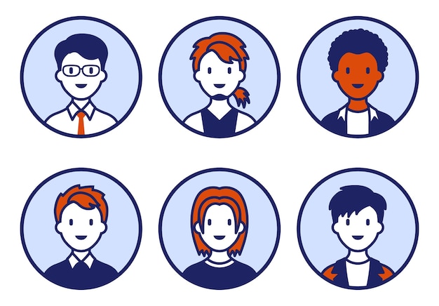Set di icone piatte per avatar uomini