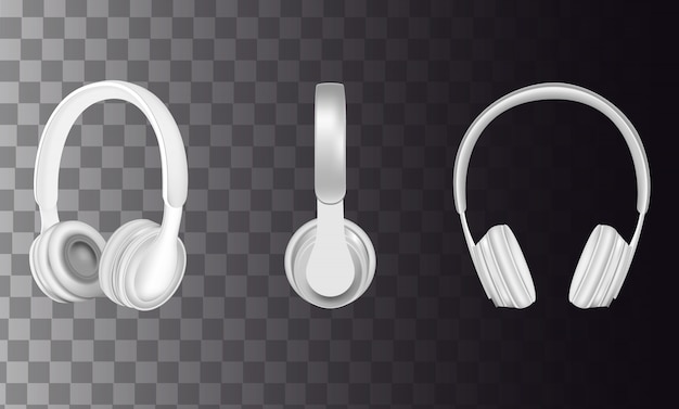 set di icone realistiche cuffie bianche