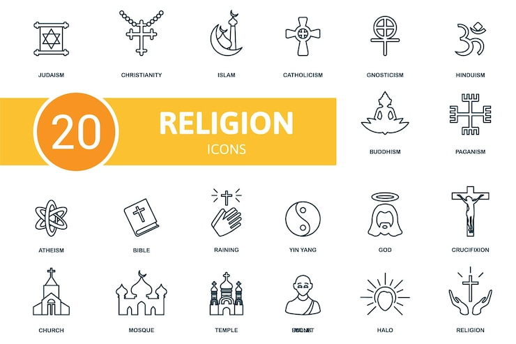 Vettore set di icone religiose raccolta di elementi semplici come il