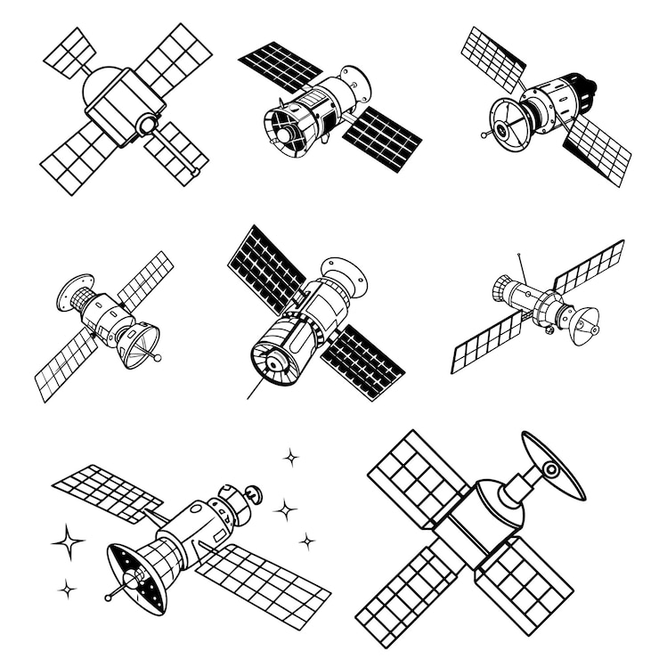 Vettore set di icone satellitari