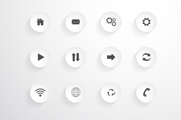Set di icone vettoriali Icone rotonde bianche per il tuo design e idee
