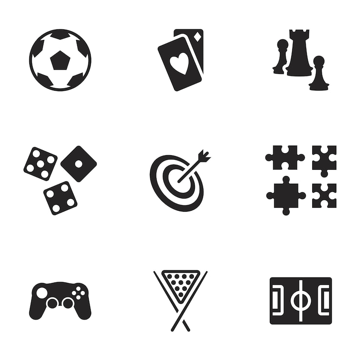 Vettore set di icone vettoriali per giochi a tema sfondio bianco
