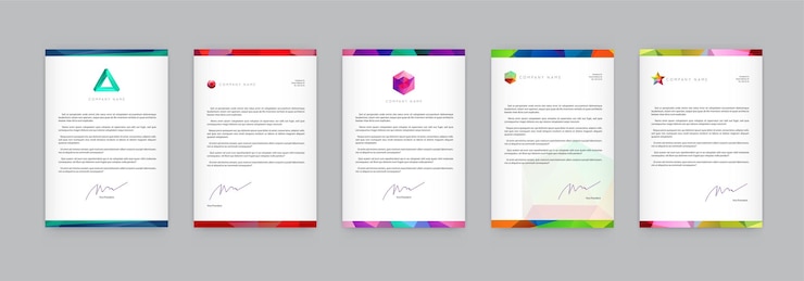 Vettore set di identità visiva con elementi del logo della lettera stile poligonale carta intestata e modelli di modello di copertina dell'opuscolo in stile design geometrico triangolare per affari con nomi fittizi