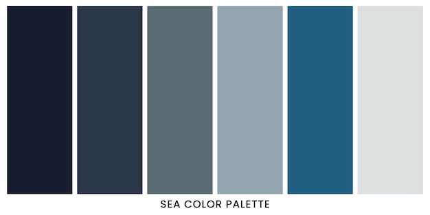 Set di illustrazione vettoriale della palette di colori del mare per il tuo poster di banner di design grafico