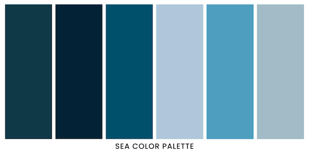 Set di illustrazione vettoriale della palette di colori del mare per il tuo poster di banner di design grafico
