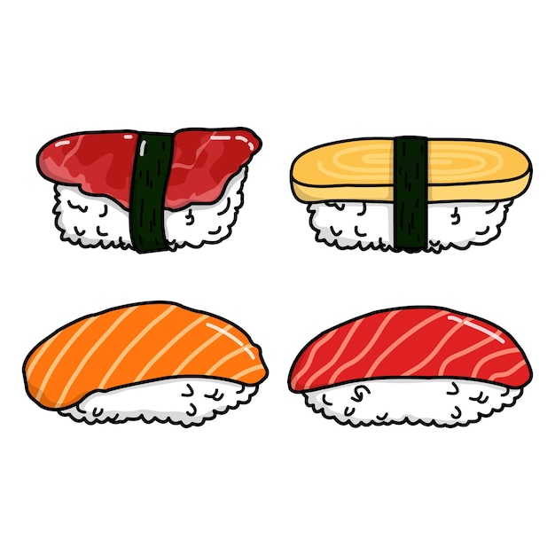 Set di illustrazione vettoriale di sushi giapponese