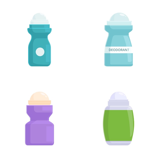Set di illustrazione vettoriale di varie bottiglie di deodoranti