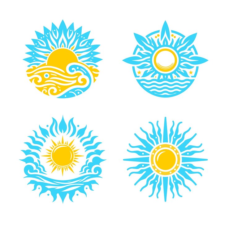 Vettore set di illustrazione vettoriale solare nuovo premio