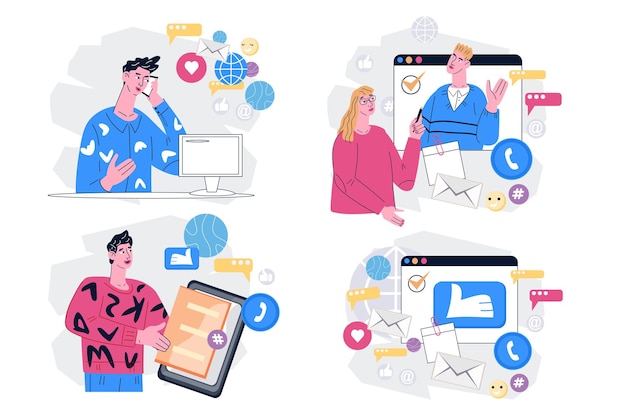 Set di illustrazioni di marketing aziendale Uomini d'affari in una serie di illustrazioni