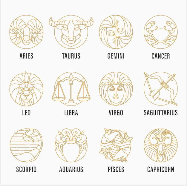 set di illustrazioni di simboli zodiacali