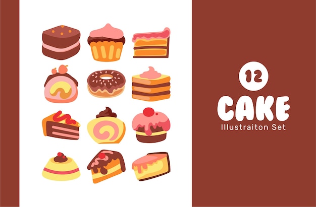 Set di illustrazioni di torte