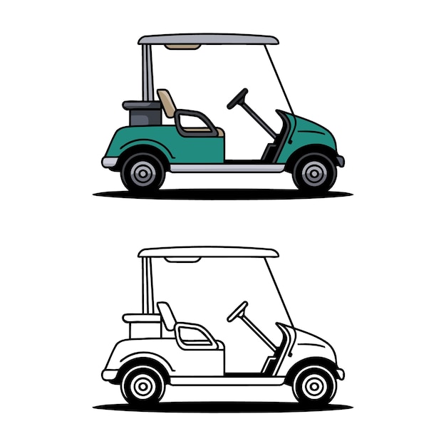Set di illustrazioni per golf cart