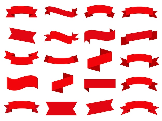Set di illustrazioni vettoriali creative a nastro rosso