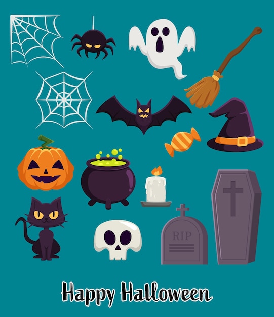 Set di illustrazioni vettoriali di Halloween