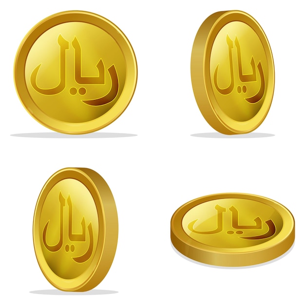 Set di illustrazioni vettoriali di monete d'oro Riyal