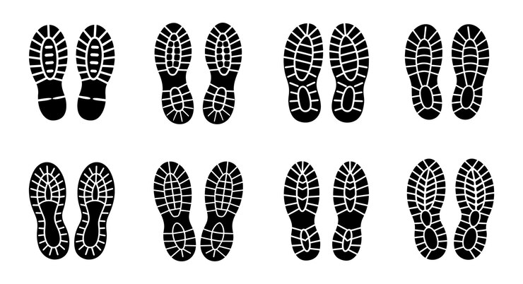 Vettore set di impronte di scarpe