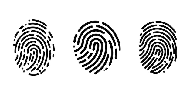 Set di impronte digitali Impronte digitali Blocco sicuro Logo di sicurezza Icona vettoriale