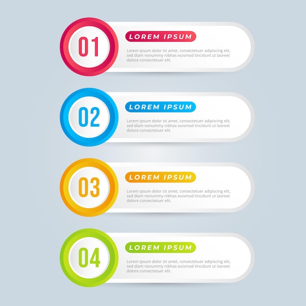 Set di infografica aziendale di banner di passaggi e terzo design inferiore