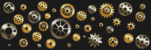 Set di ingranaggi in ottone lucidato a macchina in stile vintage Ottimo per la decorazione in stile steampunk Vector