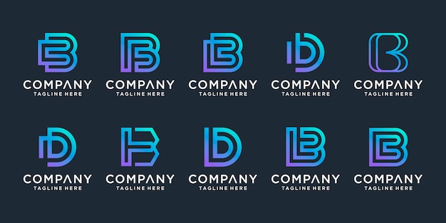 Set di ispirazione creativa lettera B logo design. s per affari di lusso, eleganti, semplici.