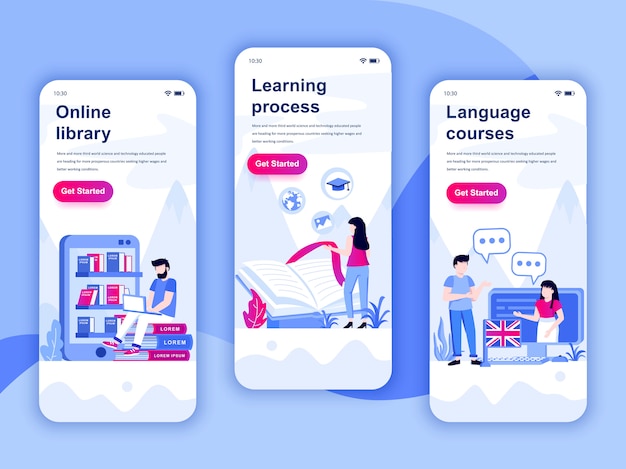 Set di kit di interfaccia utente per schermi onboarding