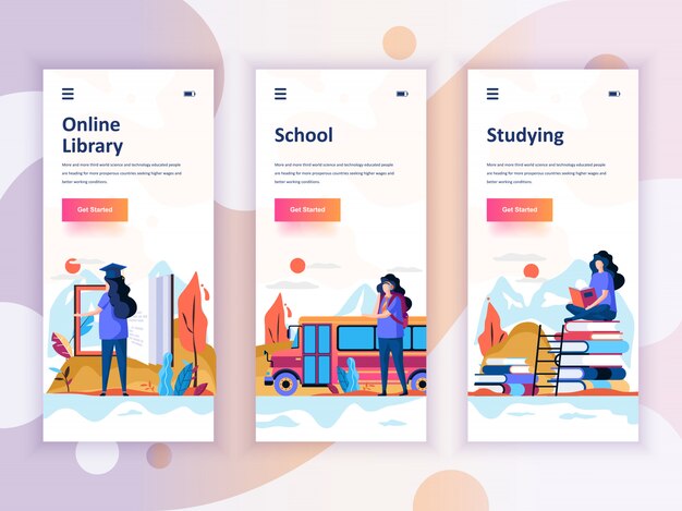 Set di kit di interfaccia utente per schermi onboarding