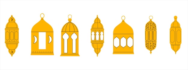 Set di lanterne tradizionali Ramadan Kareem Illustrazione vettoriale in stile piatto