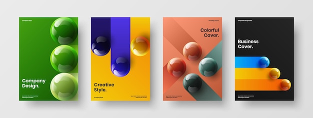 Set di layout di poster con sfere 3D isolate