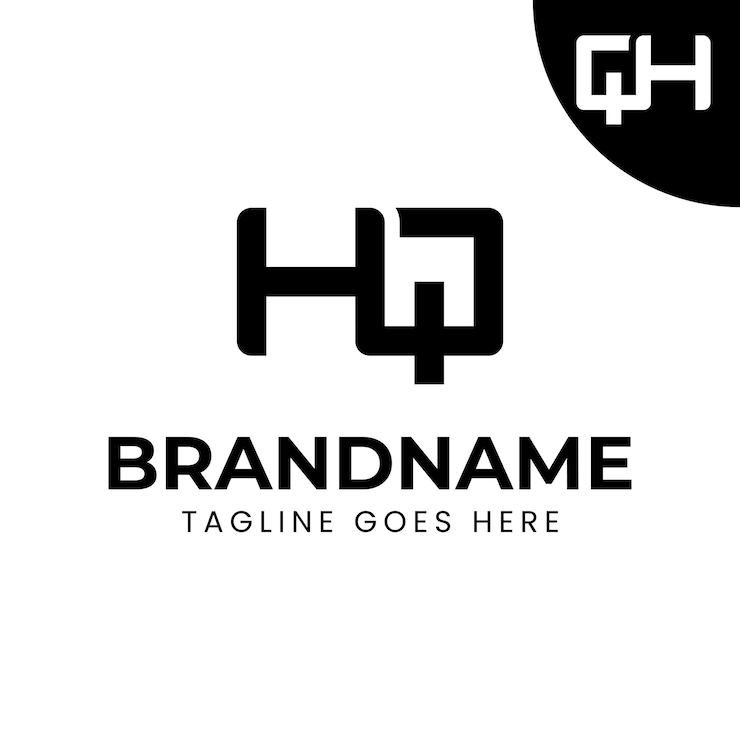 Vettore set di lettere del logo qh e hq monogram adatto a qualsiasi marchio con le iniziali hq o qh