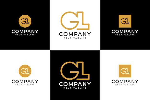 Set di lettere gl logo design creativo per tutti gli usi