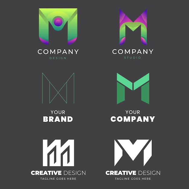 Set di lettere M logo design vettore Collezione di moderne lettere M design in colori