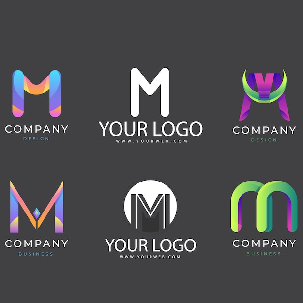 Set di lettere M logo design vettore Collezione di moderne lettere M design in colori