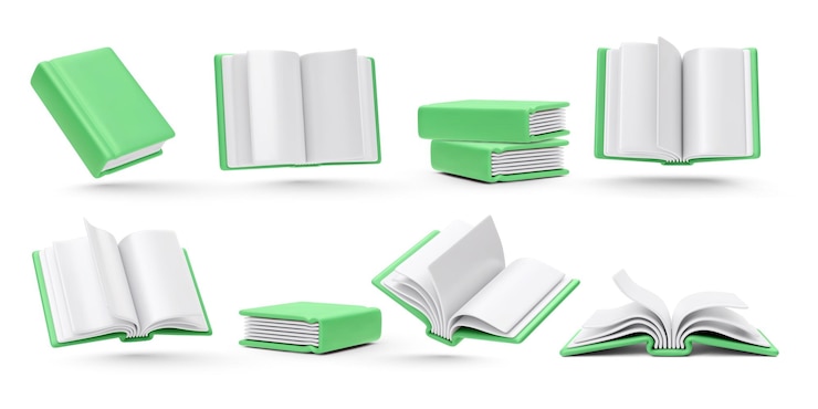 Vettore set di libri verdi realistici isolati su sfondo bianco illustrazione vettoriale