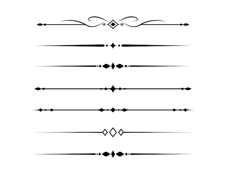 Vettore set di linee decorative vintage divisori di testo confine di linea separatori di linee illustrazione vettoriale