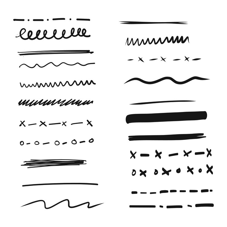 Vettore set di linee e divisori disegnati a mano
