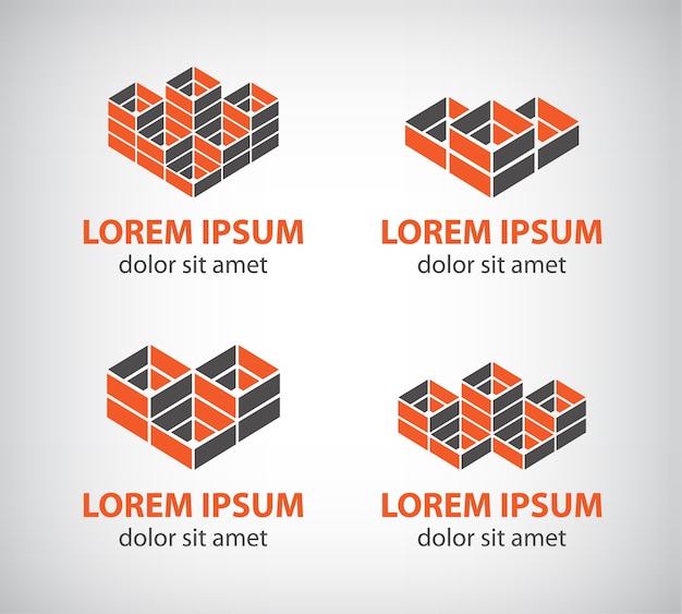 Set di loghi cubo geometrico colorato astratto