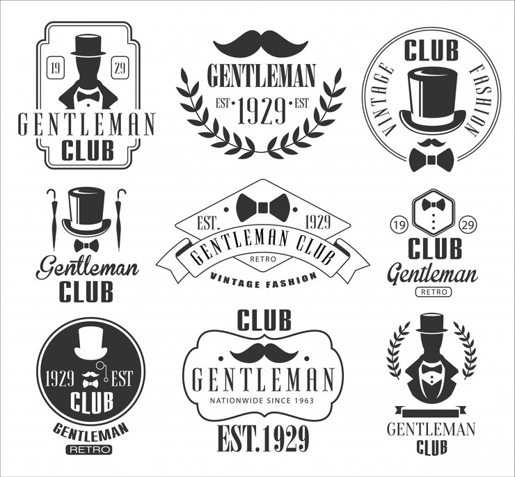 Vettore set di loghi vintage gentlemen club