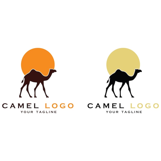 set di logo cammello creativo con modello di slogan